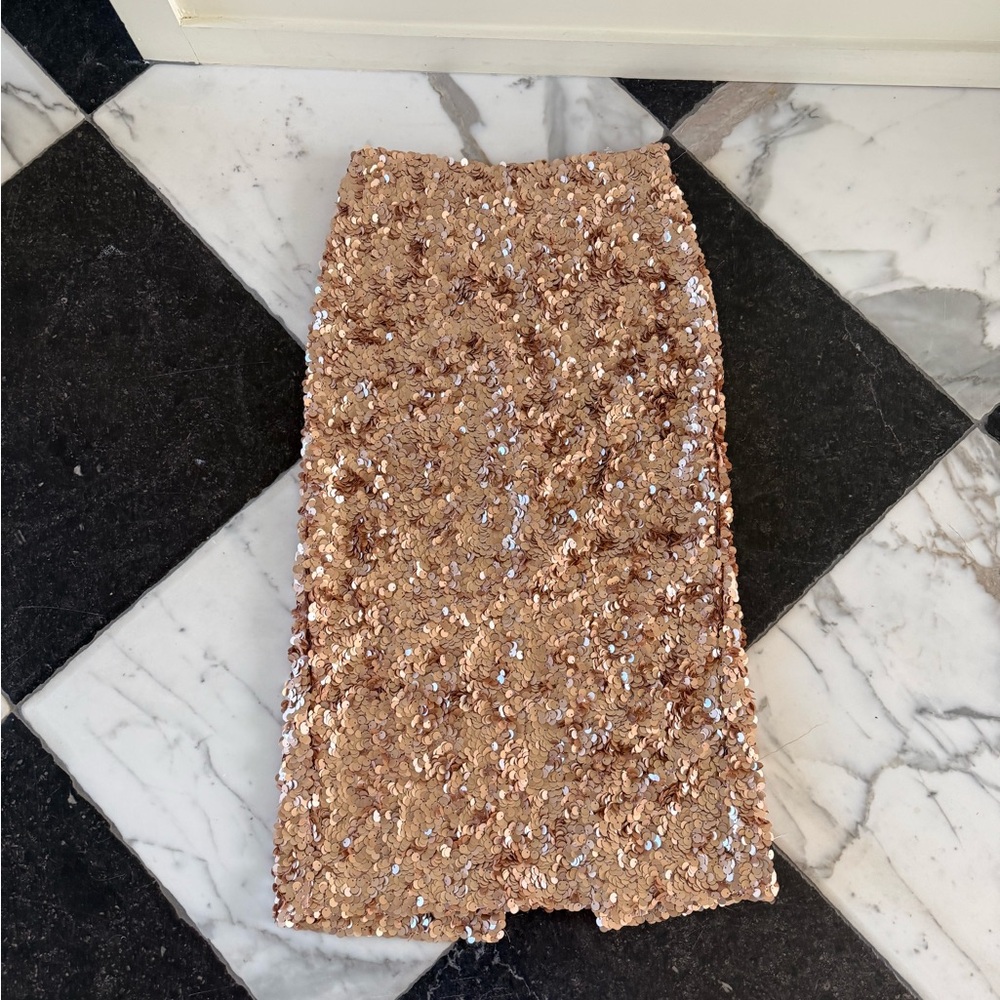 Ann Taylor Gold Sequin Pencil Skirt